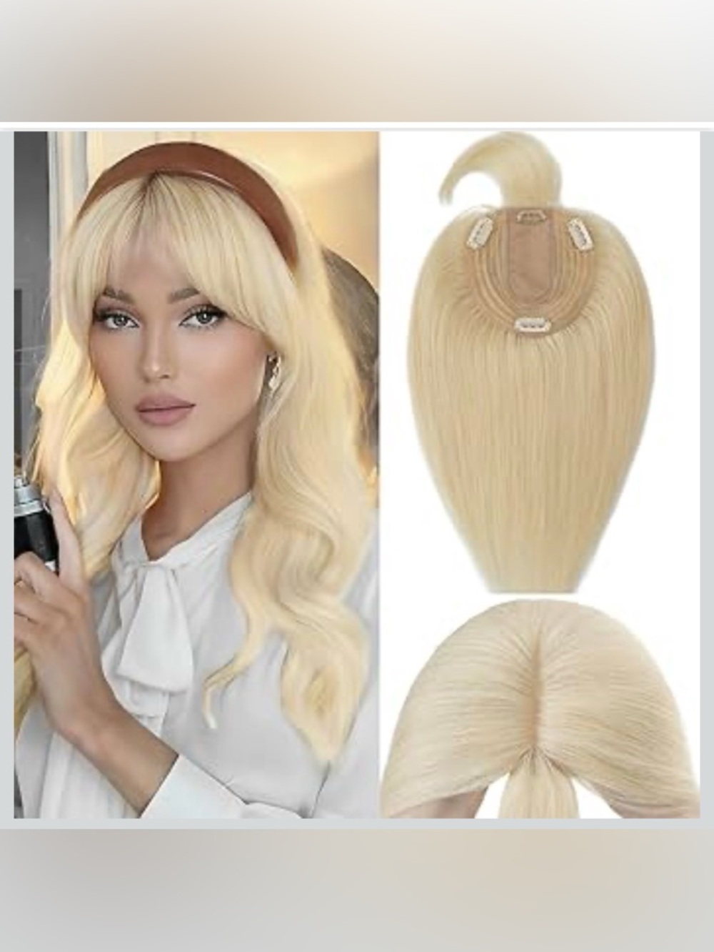 14” Real Human Hair Toppers for Women With Bang 100% Remy #613